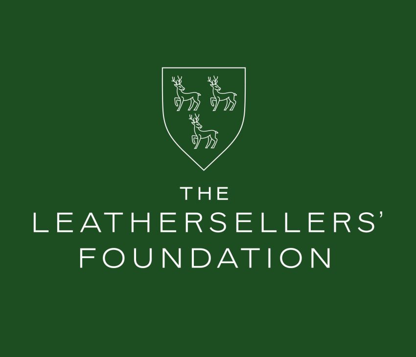 a white logo on a green background